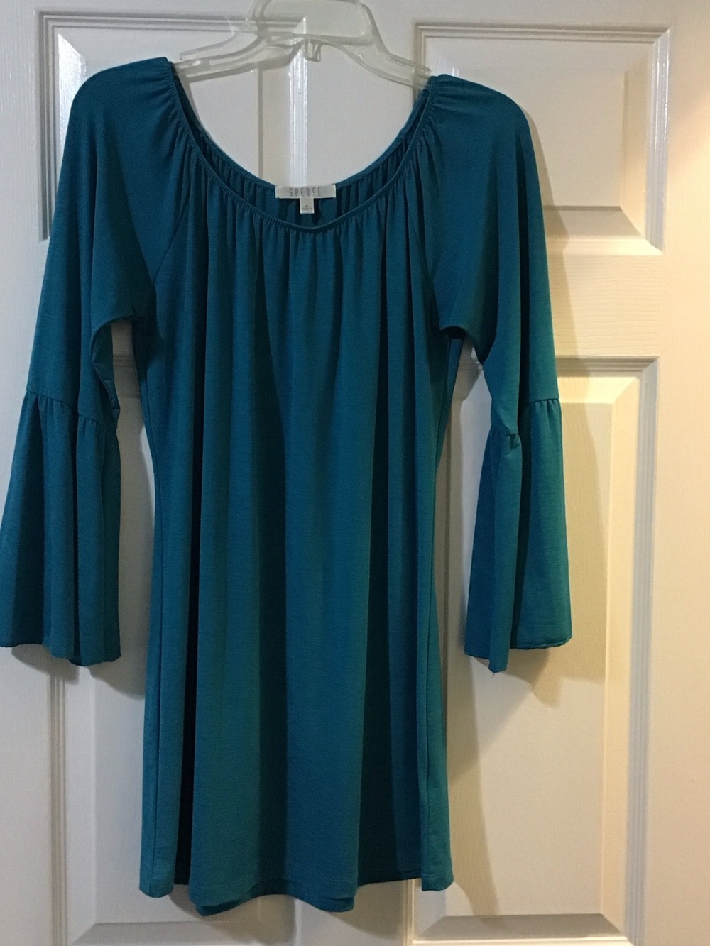 Spense Teal Bell-Sleeve Scoop-Neck Tunic